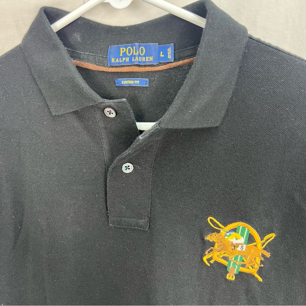Polo Ralph Lauren black custom fit polo shirt with logo. - Picture 12 of 16